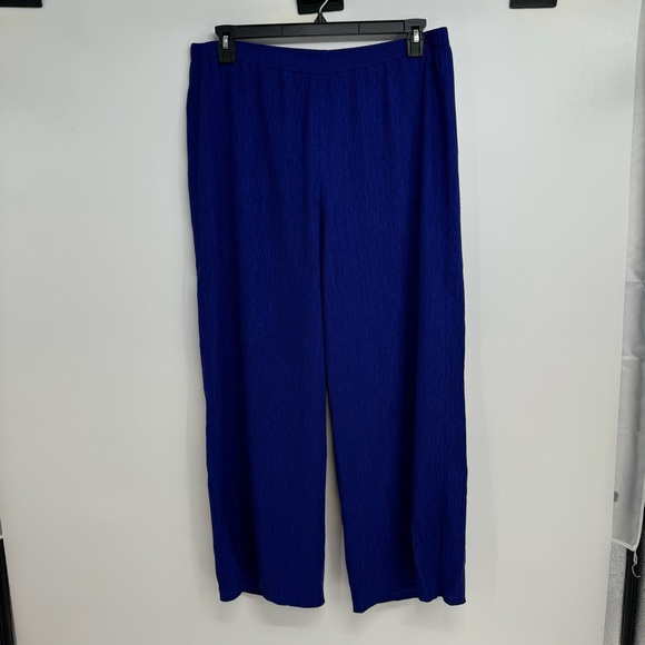 New Eileen Fisher Woven Plisse Wide Leg Ankle Pant Size L Blue $188 - Picture 3 of 15